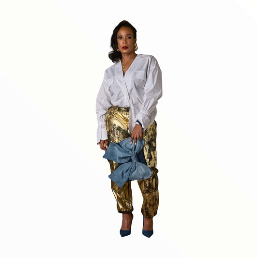 Gold Foiled Cargo Camo Pant