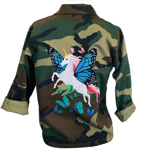 Kids Embroidered Unicorn Camo Jacket | KIC NYC