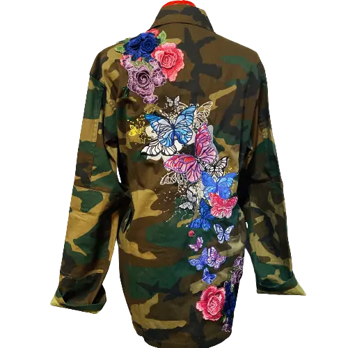 Flying Butterflies | Embroidered Butterfly Camo Jacket | KIC NYC